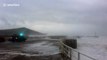 Huge waves batter Wales coastline