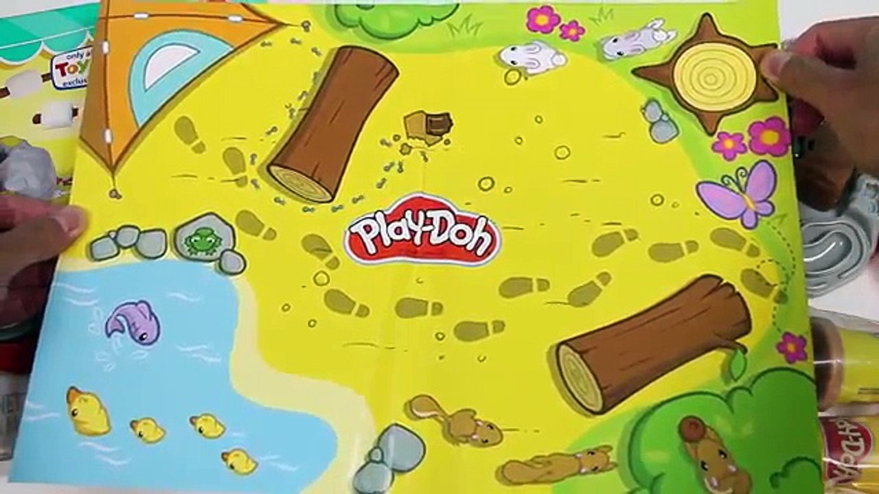 Play Doh Campfire Picnic Playset Roasting Marshmallows & Cooking Play Dough Bacon Eggs Steak!