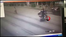 Boy on a bicycle gets ran over by a semi-truck