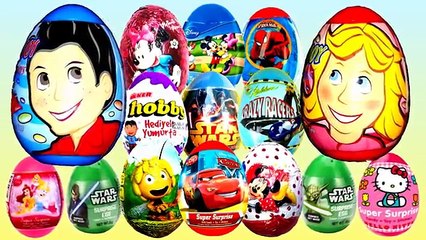 15 Kinder Surprise Eggs Disney Princess Mickey Mouse Cars 2 Marvel Candy Joy Hello Kitty