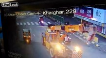 Girl on Scooter Ran Over by Hydraulic Crane