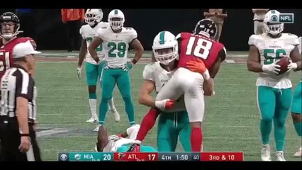 Kiko Alonso Comically Carries Taylor Gabriel Across the Field!