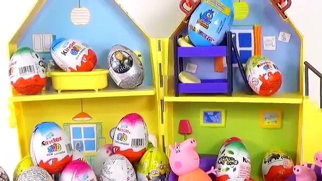 Peppa Pig e George na Casa Cheia de Ovos Surpresas Galinha Pintadinha Massinha Minions. Em Português