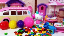 Pink Camping Car Surprise Egg Toys Baby Doll Hello Kitty Learn Colors Finger Family Nursery Rhymes