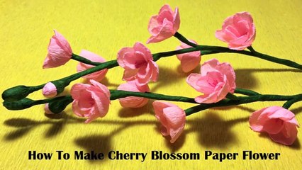 How to make easy beautiful cherry blossom paper flower/diy origami crepe paper flower/paper tutorial