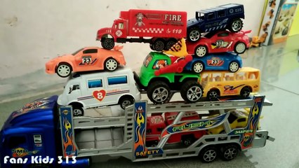 Mainan Anak Truk besar mengangkut truk containner dan banyak mobil