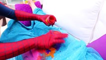 Frozen Elsa Body PAINTING PRANK w/ Spiderman Joker Hulk Anna Movie Fun Superhero in Real Life IRL