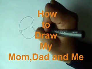 How to Draw my Dad, Mom and Me (Easy Way Drawing)