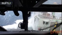 EXTREME landing on Navy ship during bad weather...