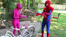 Pembe Spidergirl Skeletonman hipnotize! Spiderman, Dondurulmuş Elsa, Joker Süper Kahraman Fun w
