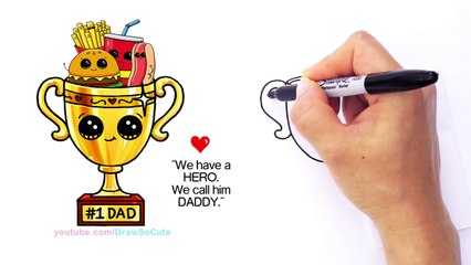 How to Draw a Trophy for DAD for Fathers Day step by step Cute