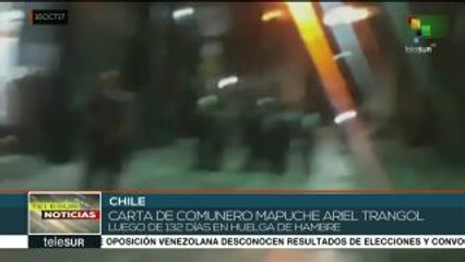 Chile: mapuche Ariel Trangol reitera que mantendrá huelga de hambre