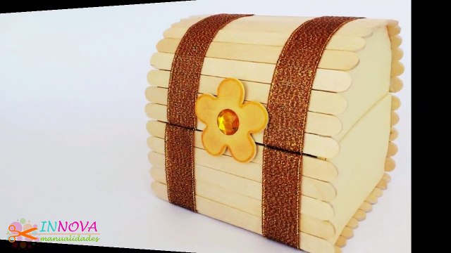 Manualidades: JOYERO Cofre con Palitos de Helado (palos de paleta) - Innova Manualidades
