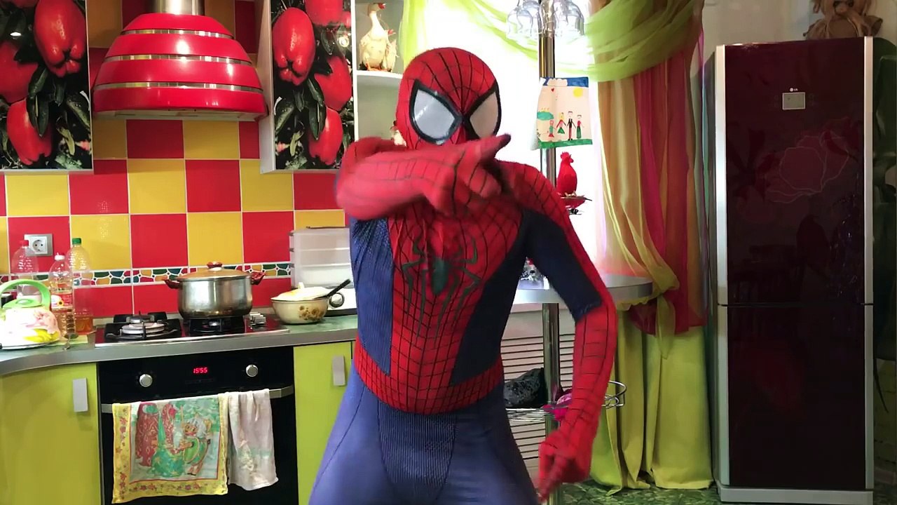 Fat Batman stole food SpiderMan Funny SuperHeroes in Real Life Kids Prank