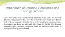 Demand Generation and Lead generation - Saleglue