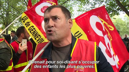 Manifestation lors de la visite de Macron dans une crèche