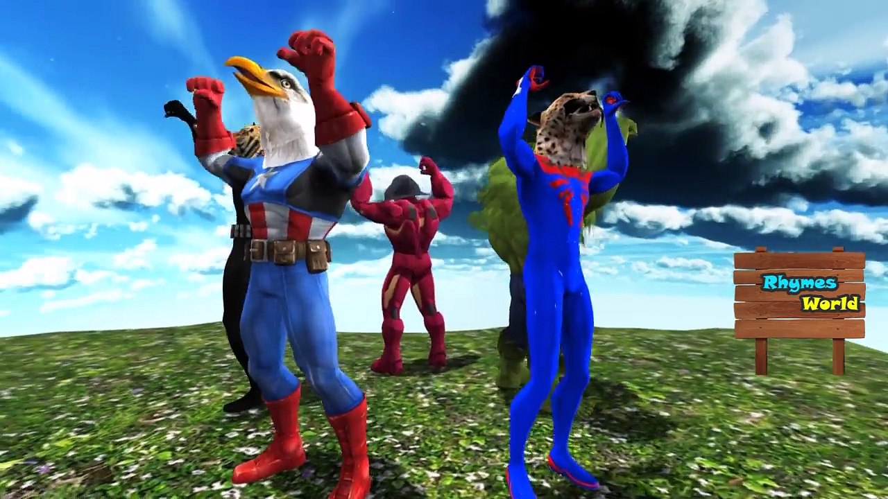 Wrong Heads Superheroes Adventure Jumping Mountain Sings Finger Family Rhyme Animal Faces