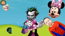 Wrong Heads Mickey Mouse Joker Hulk Frozen Elsa Finger family song Nursery Rhymes Masha Learn Colors