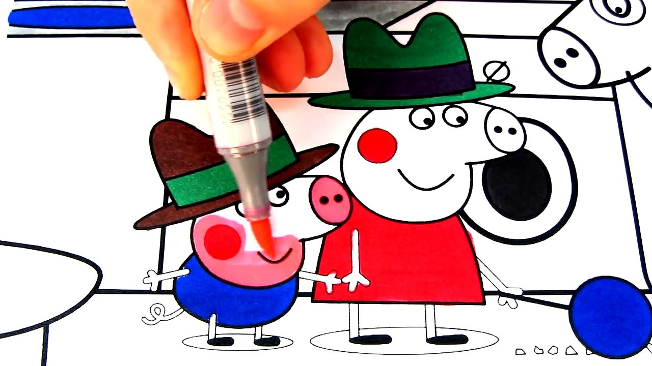 Drawing Pages for Kids, Peppa Pig Daddy Pig Coloring Book with Colored Markers Art Learning Videos