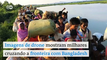 Drone mostra fuga em massa de rohingyas