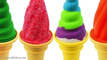 DIY Learn How To Make Kinetic Sand Foam & Play Doh Ice Cream Cone Colors Kids Toddler Toys Children