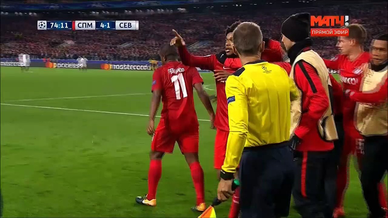 4-1 Luiz Adriano Goal UEFA  Champions League  Group E - 17.10.2017 Spartak Moscow 4-1 Sevilla FC