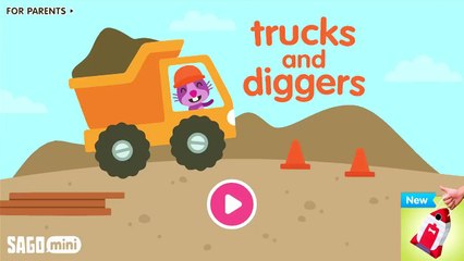 Sago Mini Trucks & Diggers - Kids Learn Rebuild Sago Pet Giant Home Construction Building With Truck