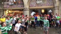 Lederhosen-clad Celtic fans drink beer in Munich ahead of Champions League clash