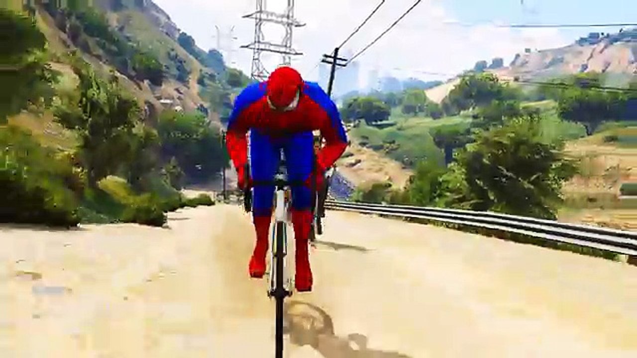 BIKE RACE Spiderman Cartoon Funny Superhero Movie with Nursery Rhymes Songs for Kids