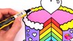 How to Draw Rainbow Cake Coloring Pages | Kids Learn Drawing | Art Colors for Children
