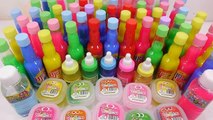DIY Combine Bottle Slime All the Colors Water Clay Learn Colors Slime Orbeez Hello Kitty