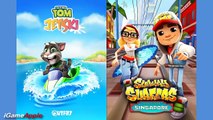 Talking Tom Jetski VS Subway Surfers Singapore iPad Gameplay HD