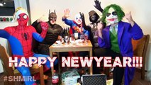 SPIDERMAN and MINI Elsa FIREWORKS! w JOKER Happy New Year 2017 FUN Amazing Superheroes in Real Life