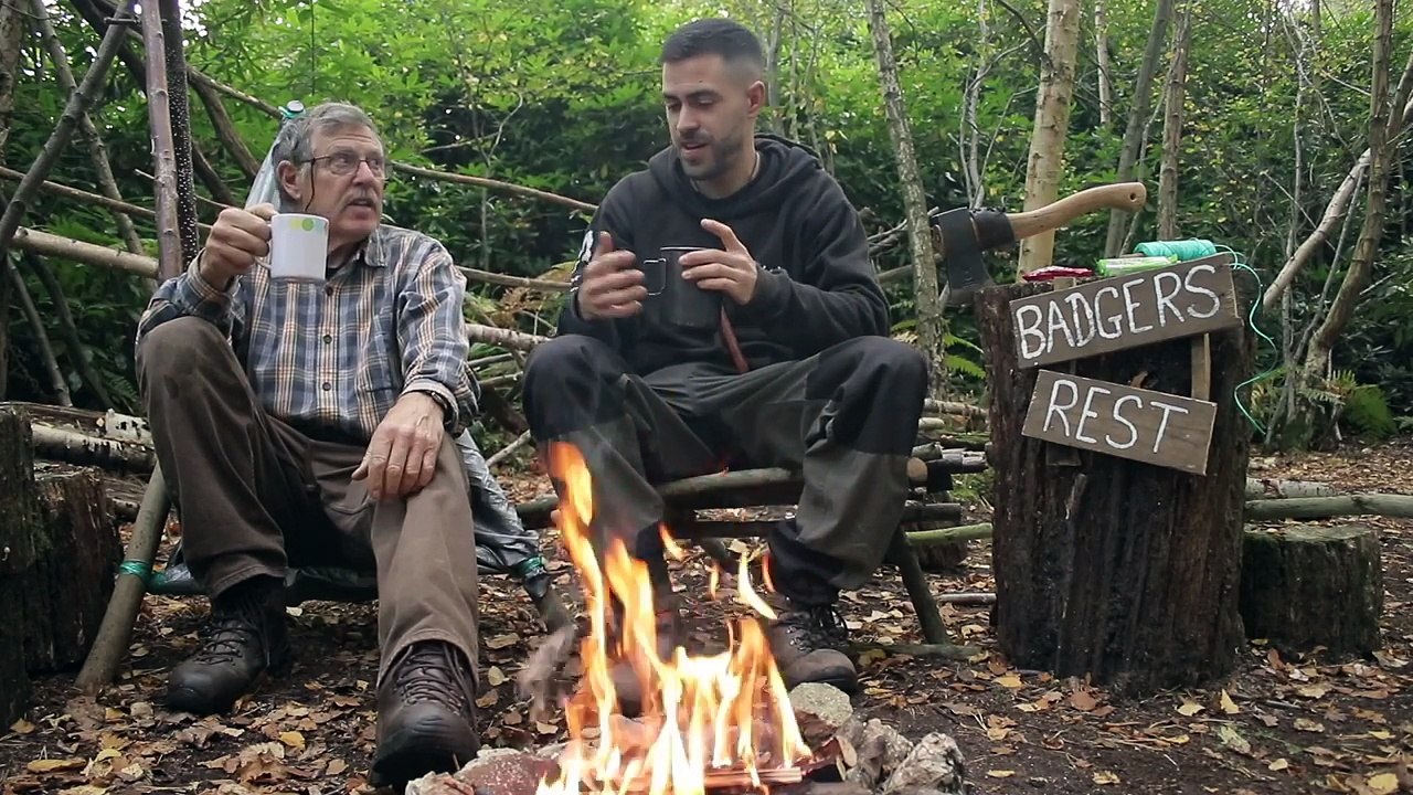 Building a Bushcraft Camp in the Forest - Wood Saw Horse, Tarp Chair, Log Cabin Notches