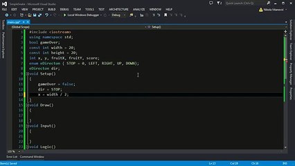 C++ Tutorial 18 - Simple Snake Game (Part 1)