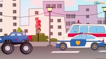 ✔ Police Car chases Monster Truck - Trucks For Children - Kids Video - Cars Cartoon-v2CIjOkj3cs