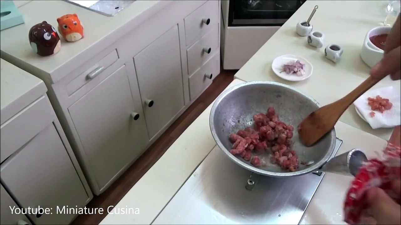 Mini food -  ASMR Mini Food- Cheesy Meaty Pizza ピザ (DIY) (Miniature Cooking Sound) (Kids toys)