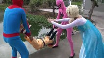 Joker Drop Baby into Lake vs Black Spiderman Frozen Elsa vs Pinks Spidey Girl Funny Videos Super Her