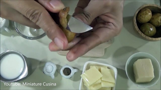 Mini food - Cheesy baked potato Miniature Kitchen (mini food) (ASMR cooking sounds) (kids toys