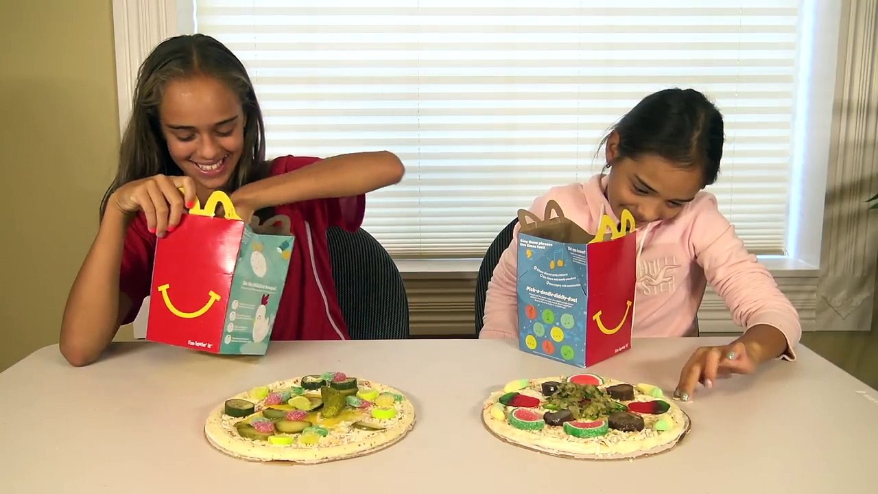GUMMY PIZZA CHALLENGE! Gross Candy & Real Food on a Giant Pizza YUCK!
