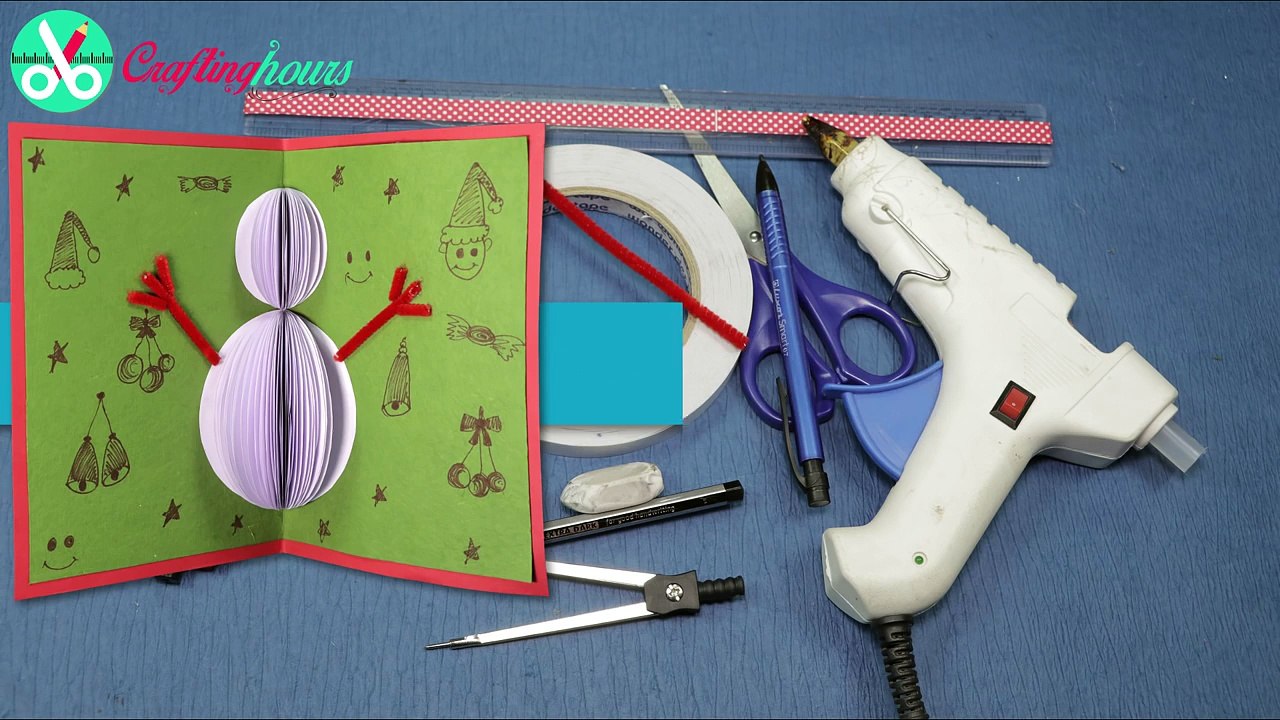 Pop Up Christmas Card- Handmade Snowman Christmas Card