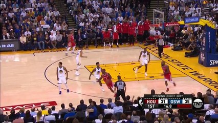 James Harden steps back and scores a three pointer vs Warriors!