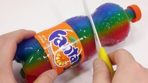 DIY How To Make Colors Fanta Bottle Gummy Pudding Jelly Learn Colors Glitter Slime Clay
