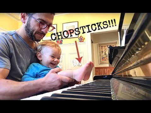 Thrilled Toddler Plays Piano By Foot