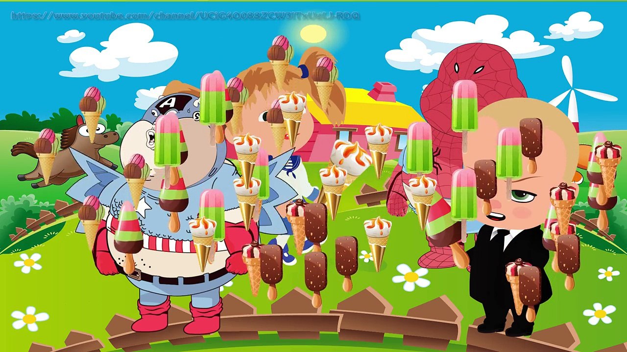 Masha and The Boss Baby Eat Ice Cream Big Giant Magic ! Маша и Медведь Finger Family Nursery Rhymes