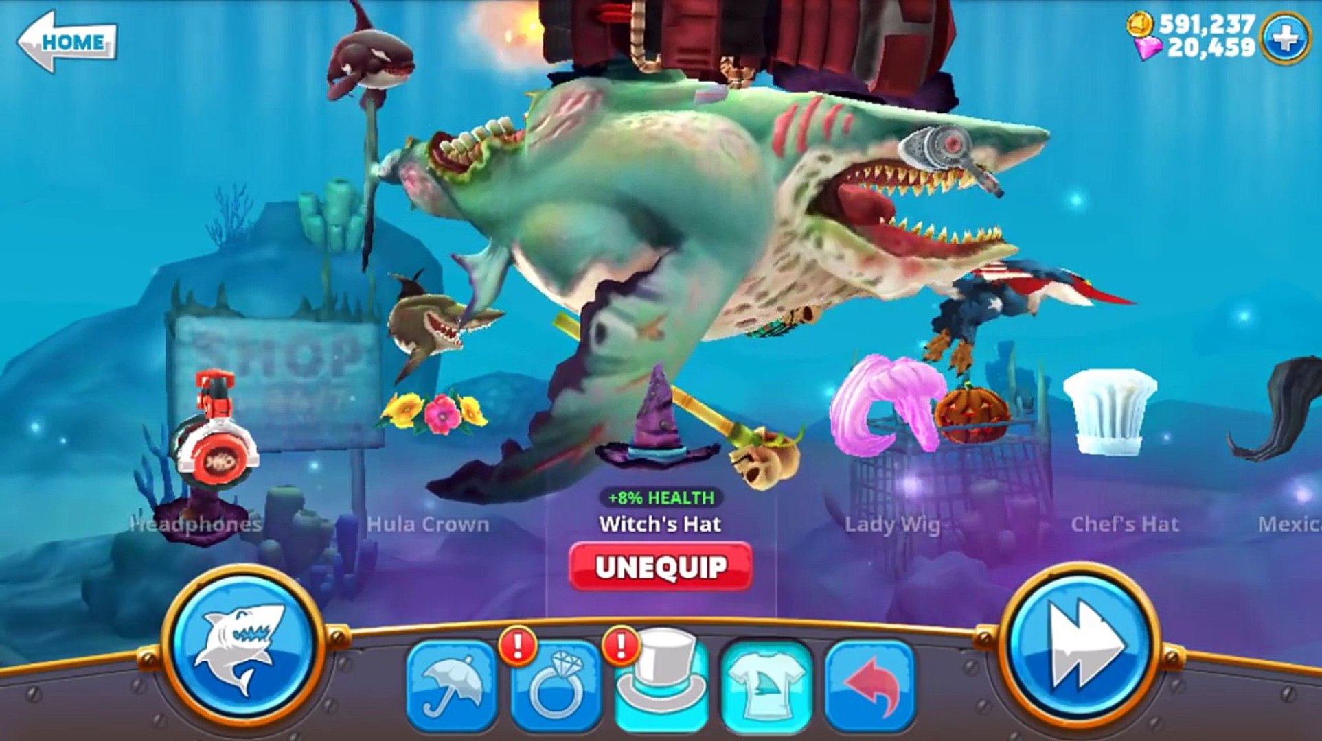 ZOMBIE SHARK MAKE ALL SHARK ZOMBIFIED! - HUNGRY SHARK WORLD