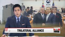 South Korea, U.S. and Japan pledge to explore all diplomatic solutions on North Korea