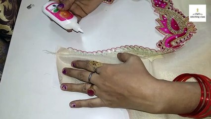 How to Stitch Readymade Neck Patches in Blouse