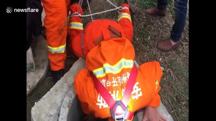 Firemen rescue woman trapped in well