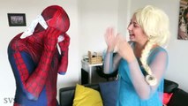 Frozen Elsa vs Spiderman! Elsa steps on Spiderman w/ Joker & Maleficent Funny Superheroes Real Life